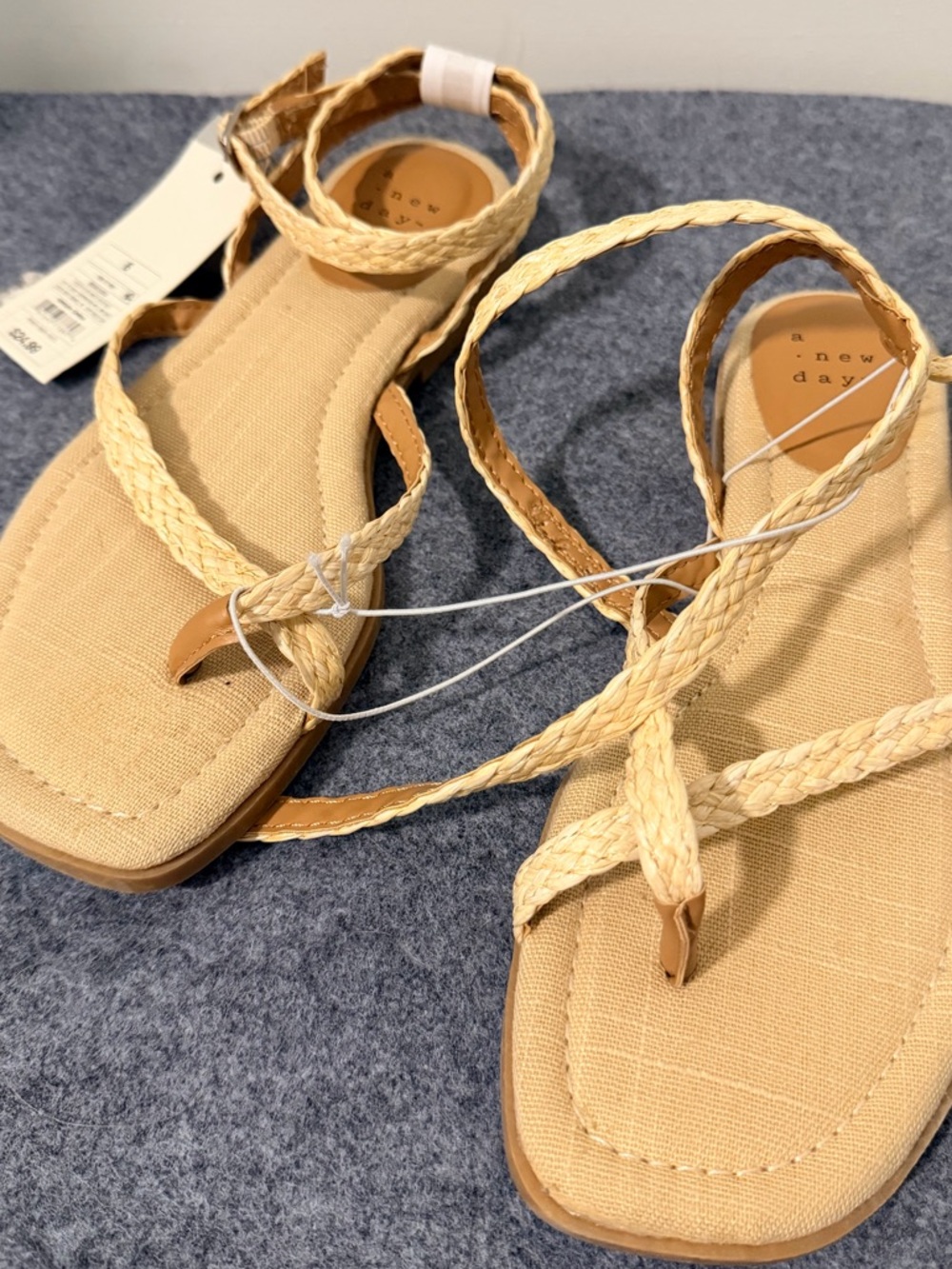 NWT! a new day Braided Strap Sandal in Beige
